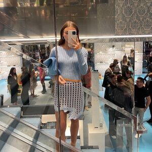 PH5 | Blue Checkered Nova Wavy Mini Skirt